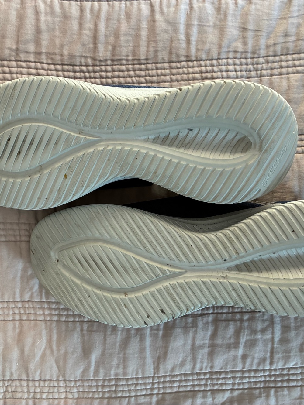 Skechers Blue Knit Slip-On Sneakers with Gray Accents - Picture 4 of 6